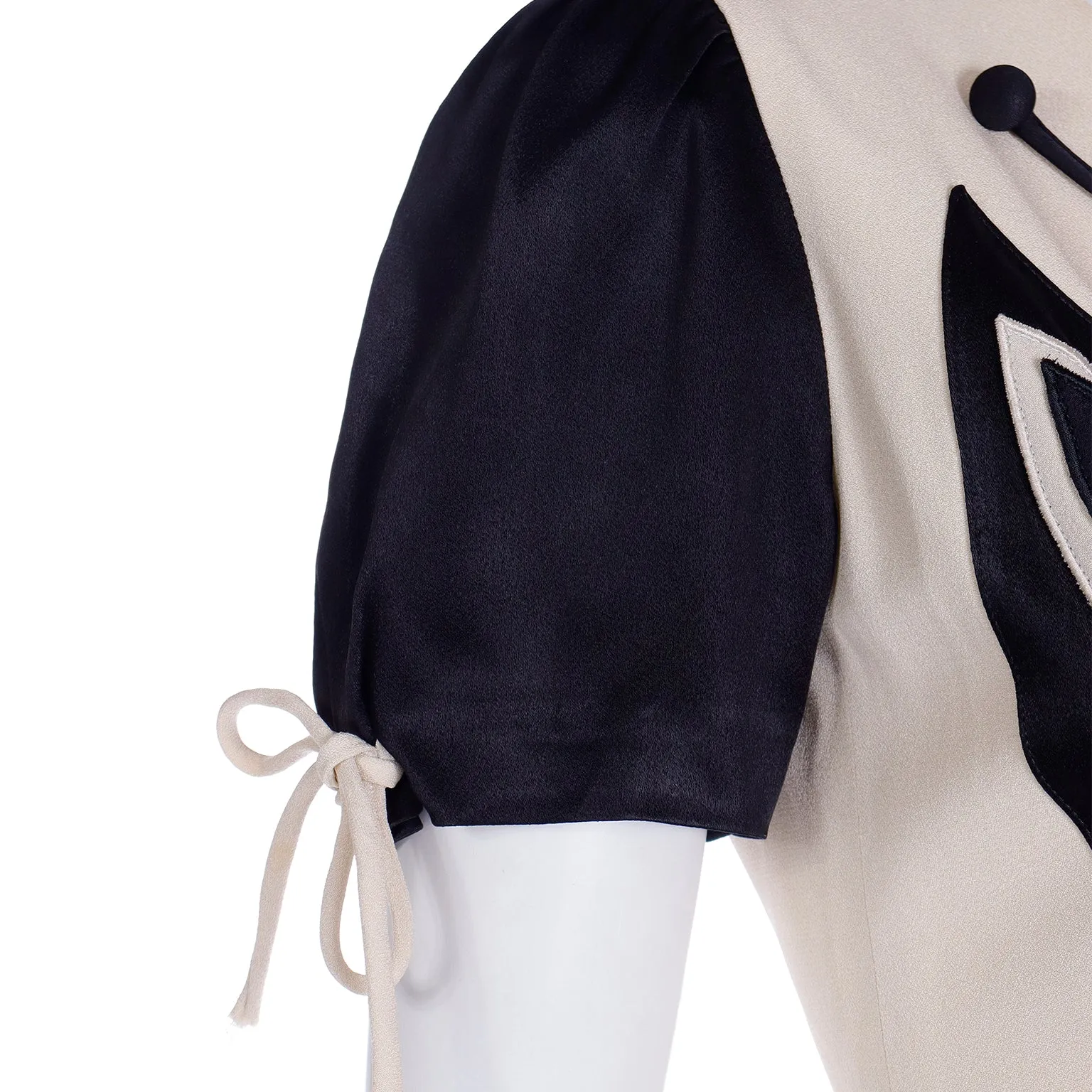 1980s or Early 1990s Franco Moschino Black & Cream Butterfly Top