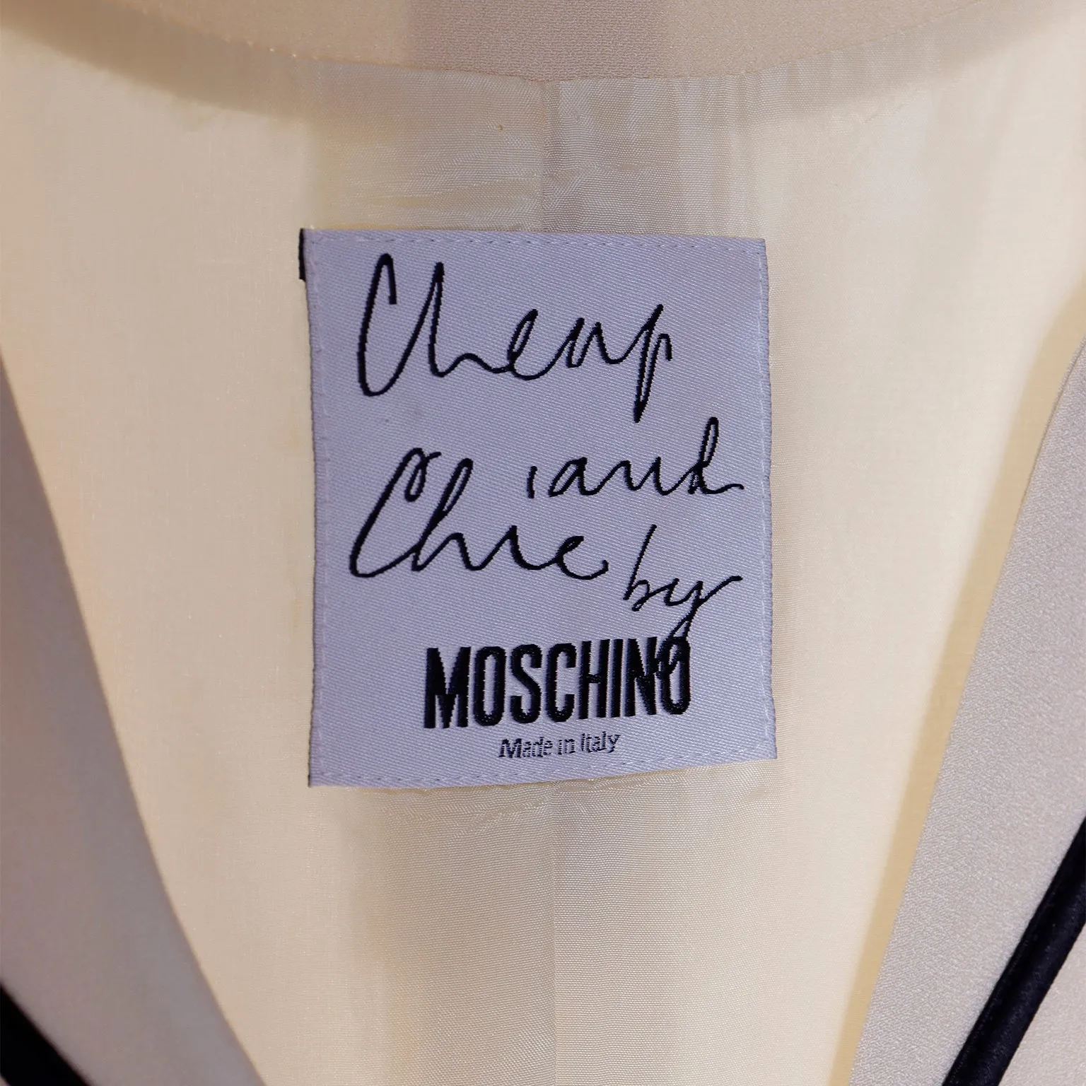 1980s or Early 1990s Franco Moschino Black & Cream Butterfly Top