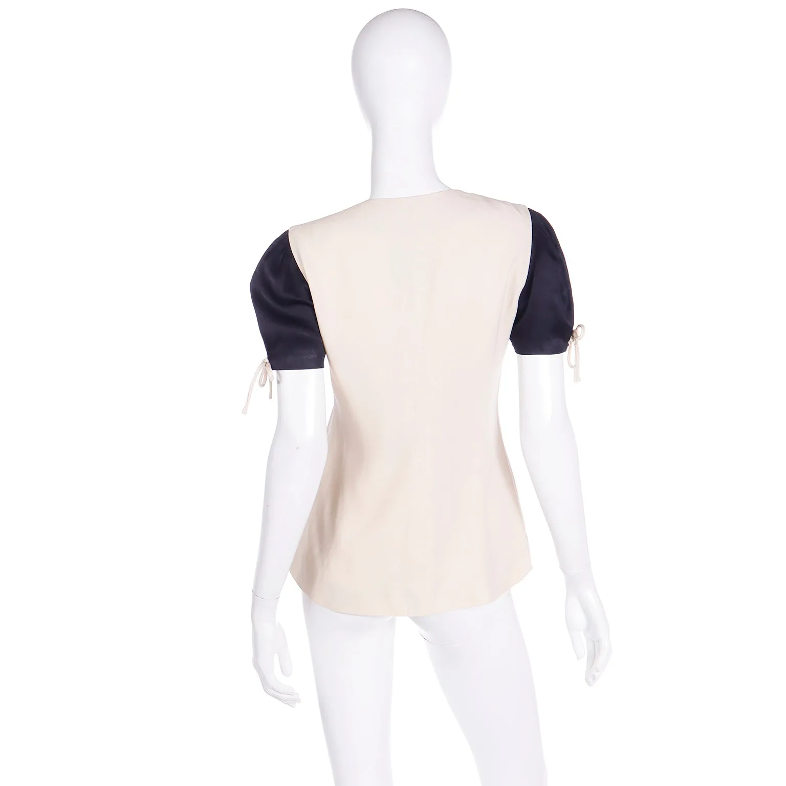 1980s or Early 1990s Franco Moschino Black & Cream Butterfly Top