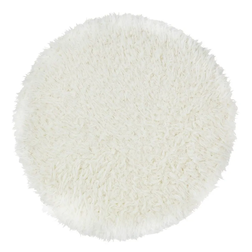 20 Inch Ottoman, Foam Filled, Shearling Fabric, Wood Frame, White, Brown By Casagear Home