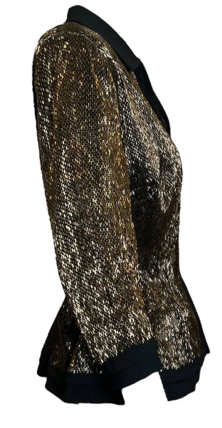 Balmain 40s Haute Couture Copper Beaded Evening Jacket