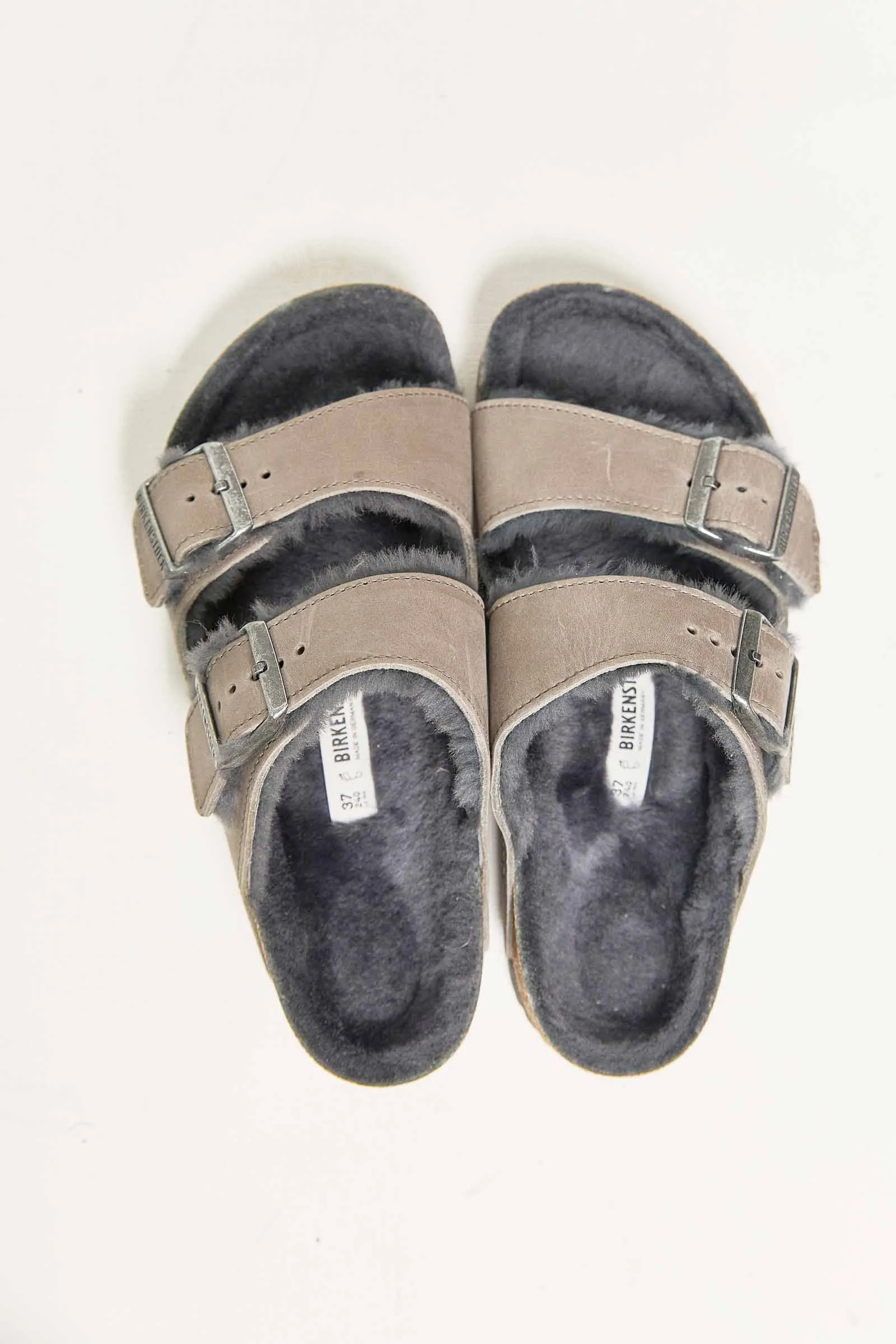 birkenstock arizona shearling iron oiled leather