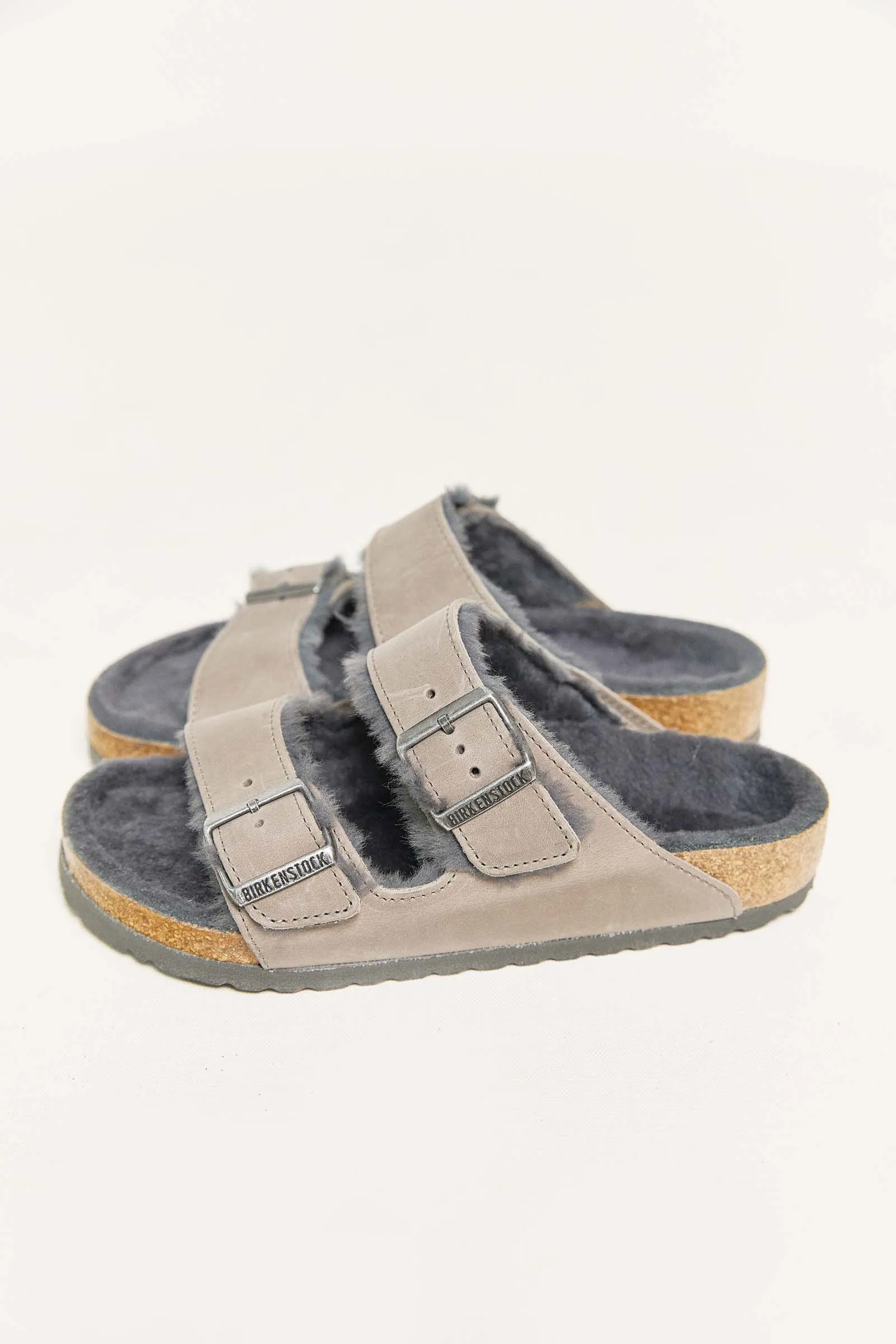 birkenstock arizona shearling iron oiled leather