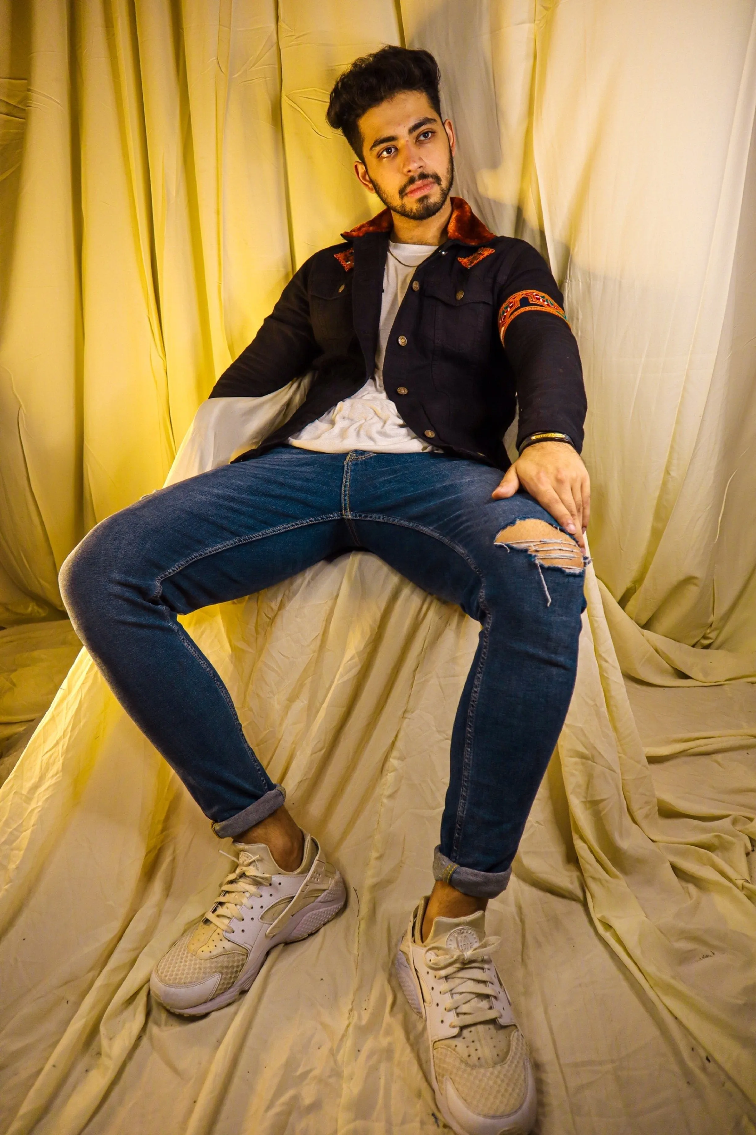 Black Traditonal Balochi Denim Jacket
