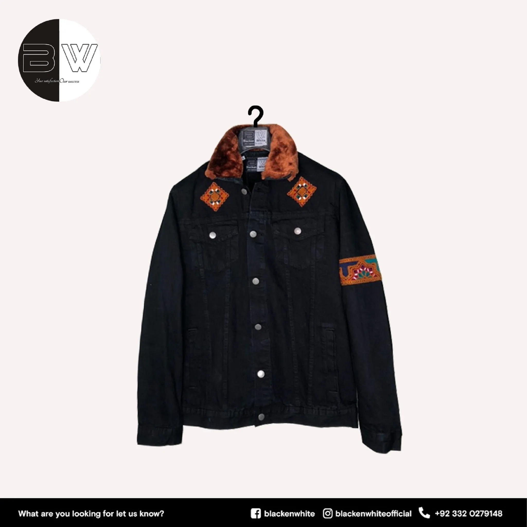 Black Traditonal Balochi Denim Jacket