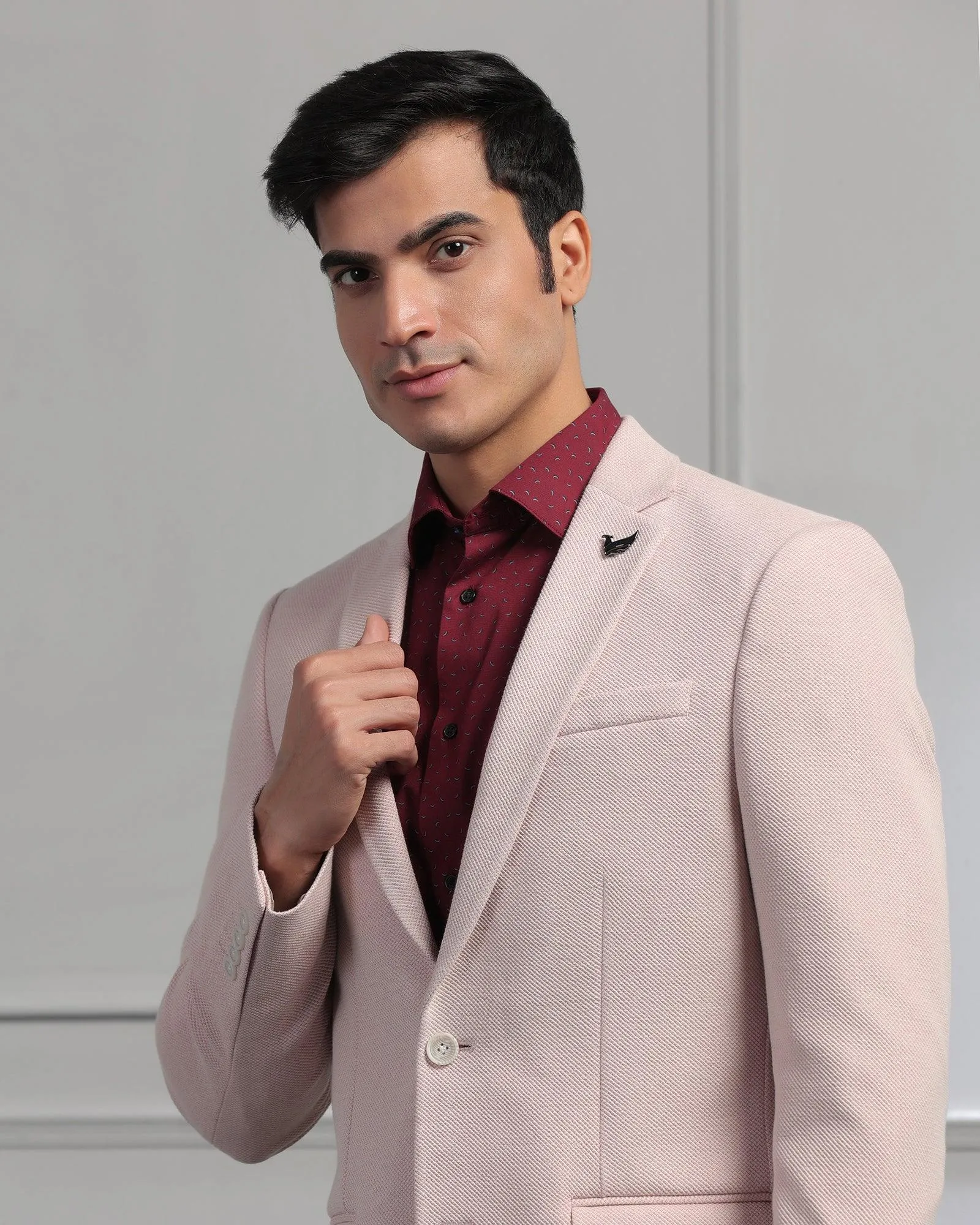 Casual Pink Textured Blazer - Jason