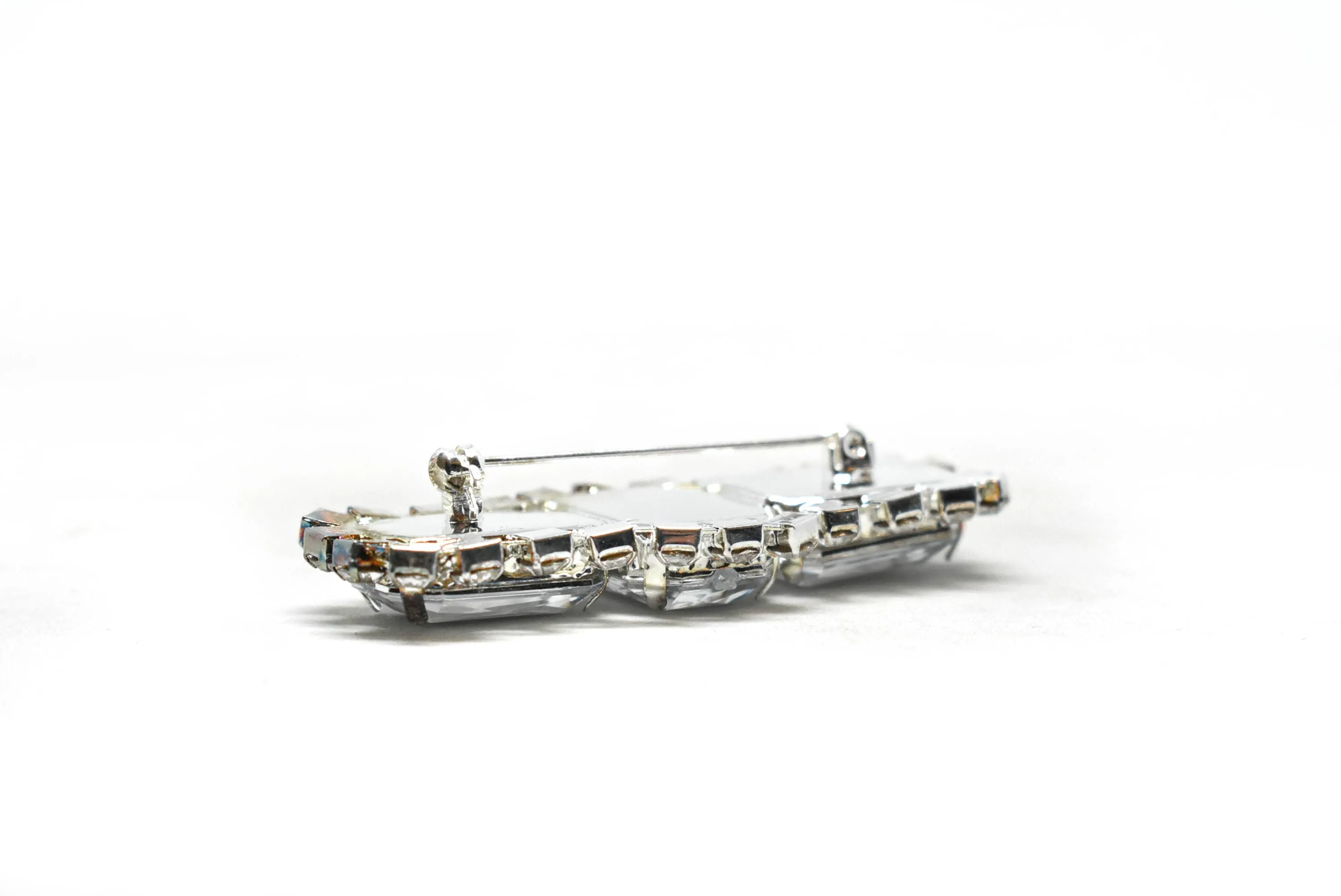 Chunky Rectangular Rhinestone Brooch with Pin 2.50" x 1" - 1 Piece
