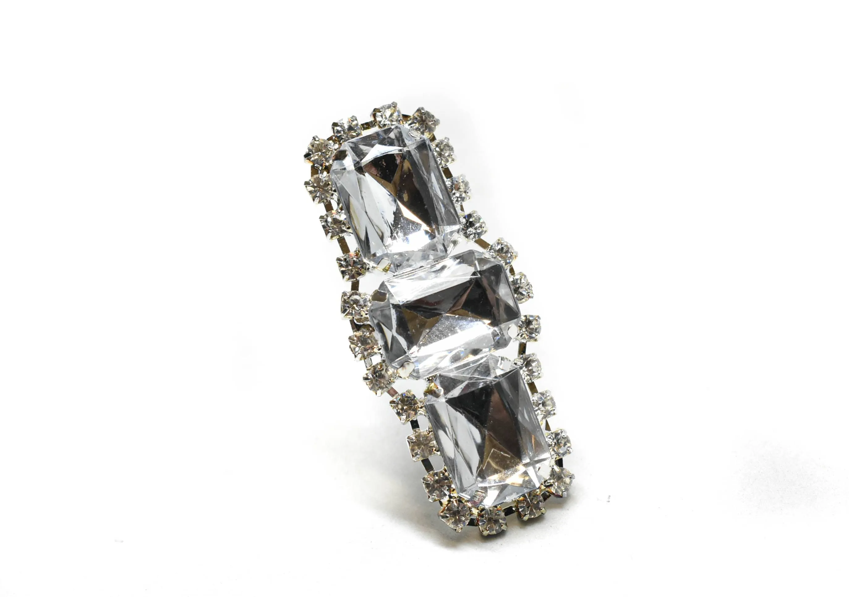 Chunky Rectangular Rhinestone Brooch with Pin 2.50" x 1" - 1 Piece