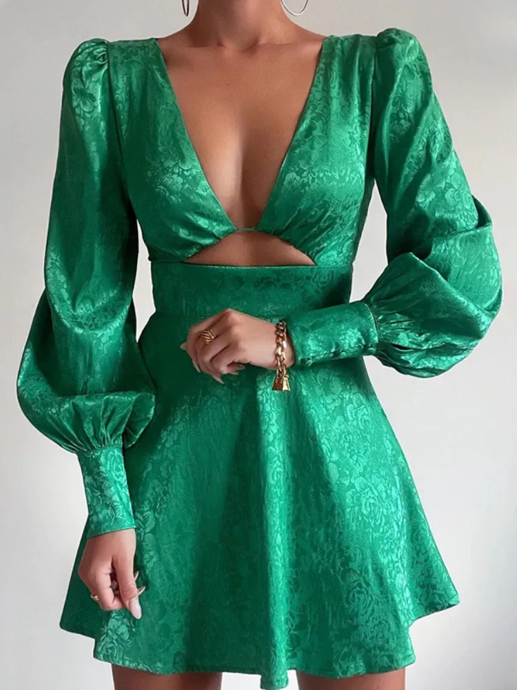 Clothes for Women Spring Summer New Fashion Sexy Dress Printed Lantern Sleeve Short Dress for Women Formal Occasion Dresses