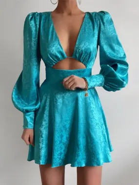 Clothes for Women Spring Summer New Fashion Sexy Dress Printed Lantern Sleeve Short Dress for Women Formal Occasion Dresses