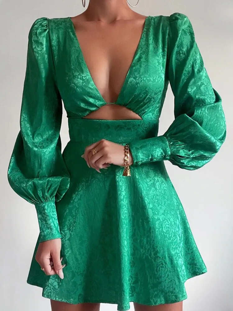 Clothes for Women Spring Summer New Fashion Sexy Dress Printed Lantern Sleeve Short Dress for Women Formal Occasion Dresses
