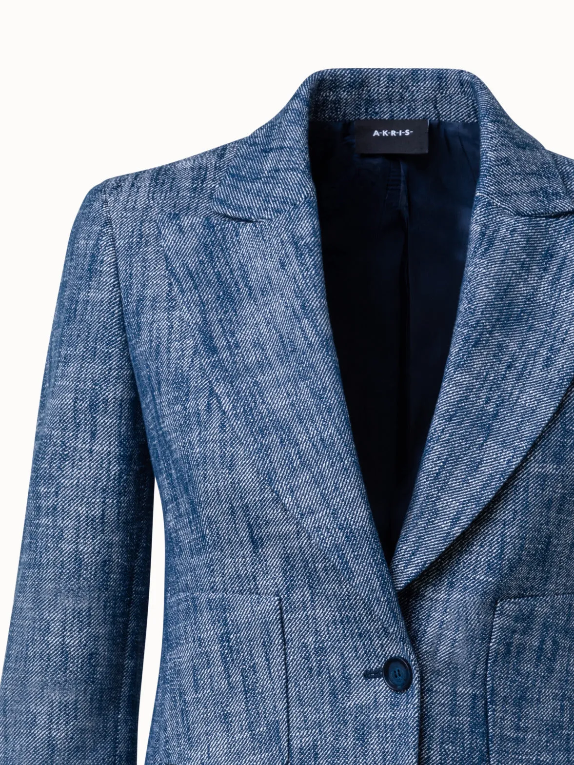 Cotton Stretch Diagonal Long Blazer