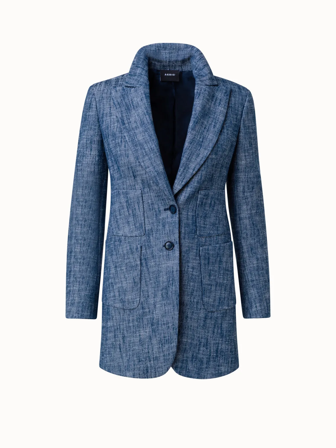 Cotton Stretch Diagonal Long Blazer