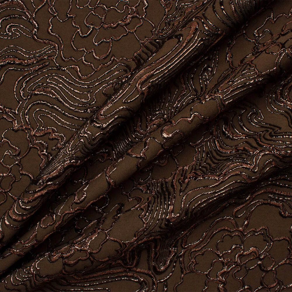 Dark Brown Metallic Cloqué
