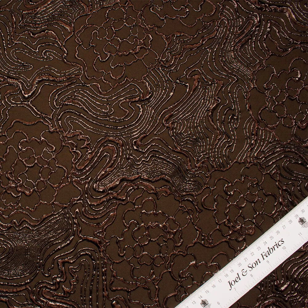 Dark Brown Metallic Cloqué