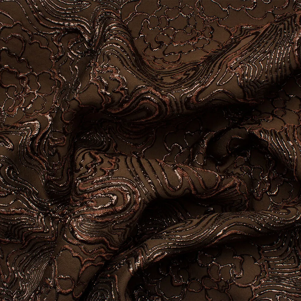 Dark Brown Metallic Cloqué