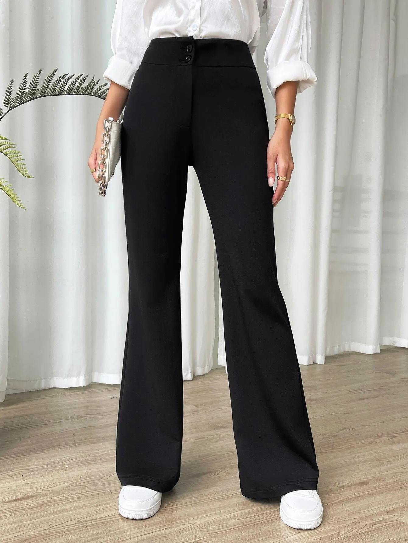 EZwear High Waist Flare Leg Pants
