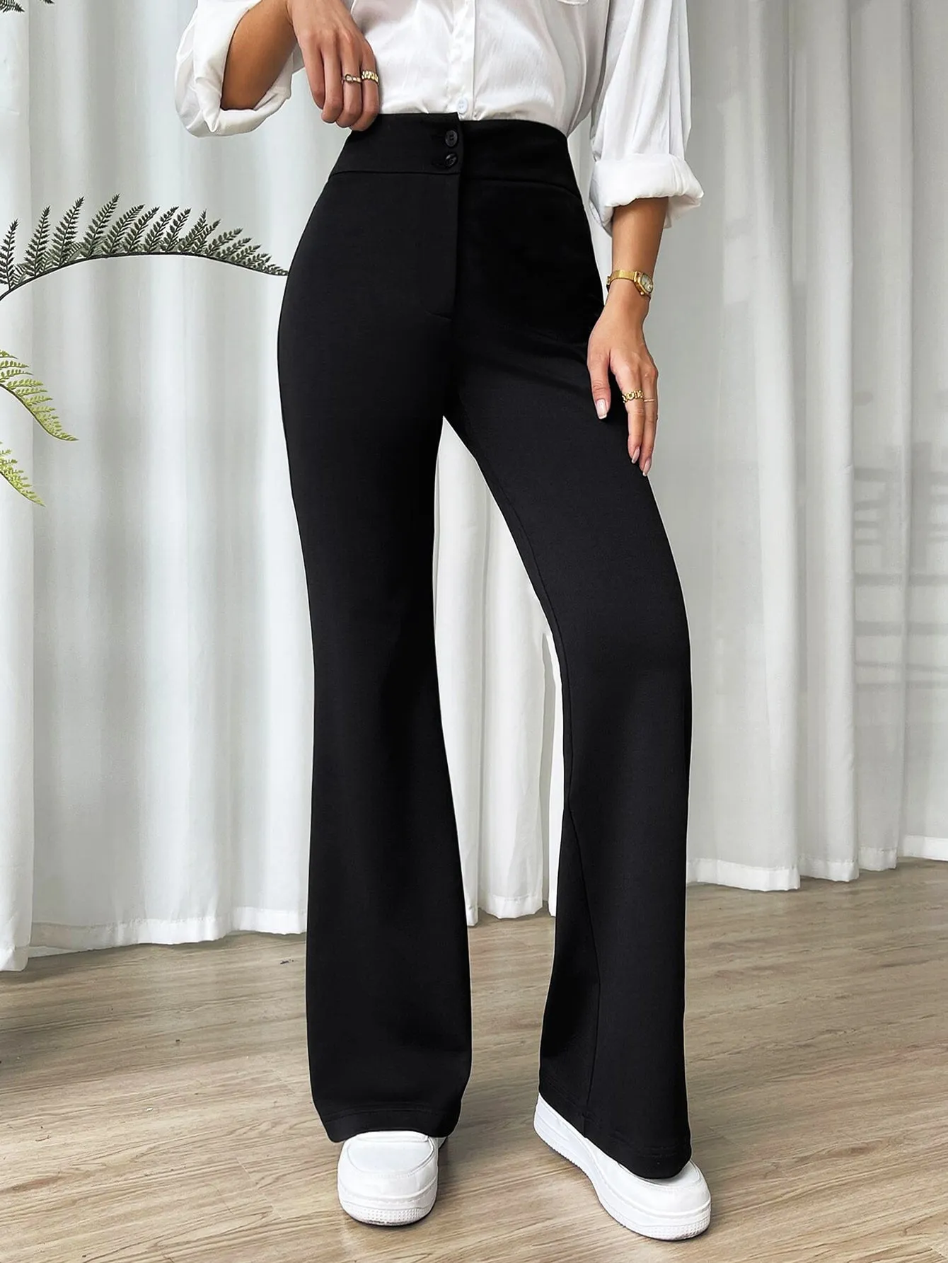 EZwear High Waist Flare Leg Pants