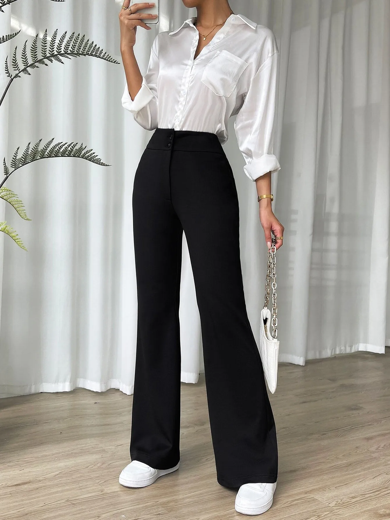 EZwear High Waist Flare Leg Pants