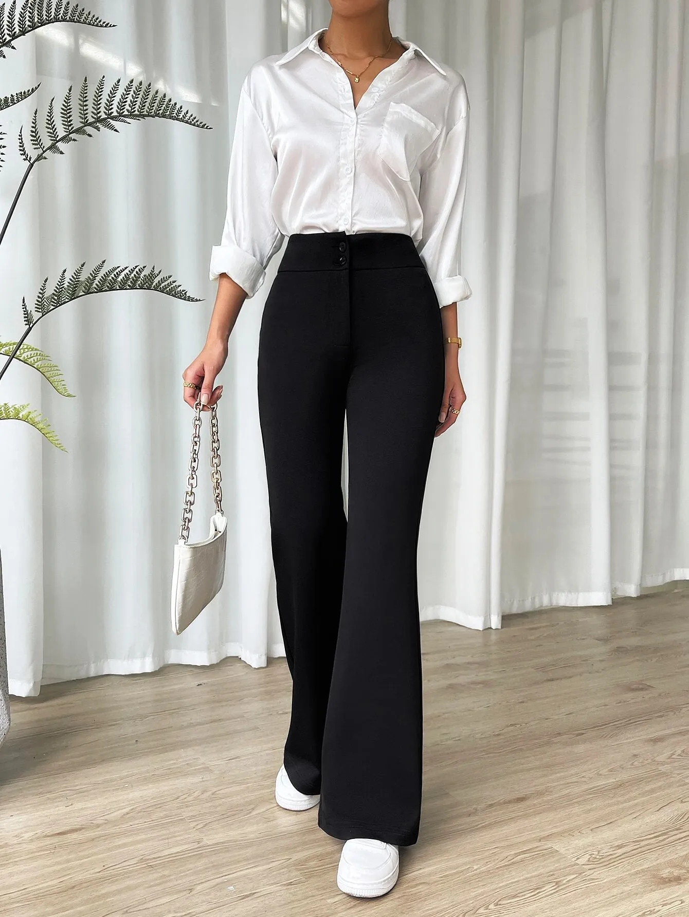 EZwear High Waist Flare Leg Pants