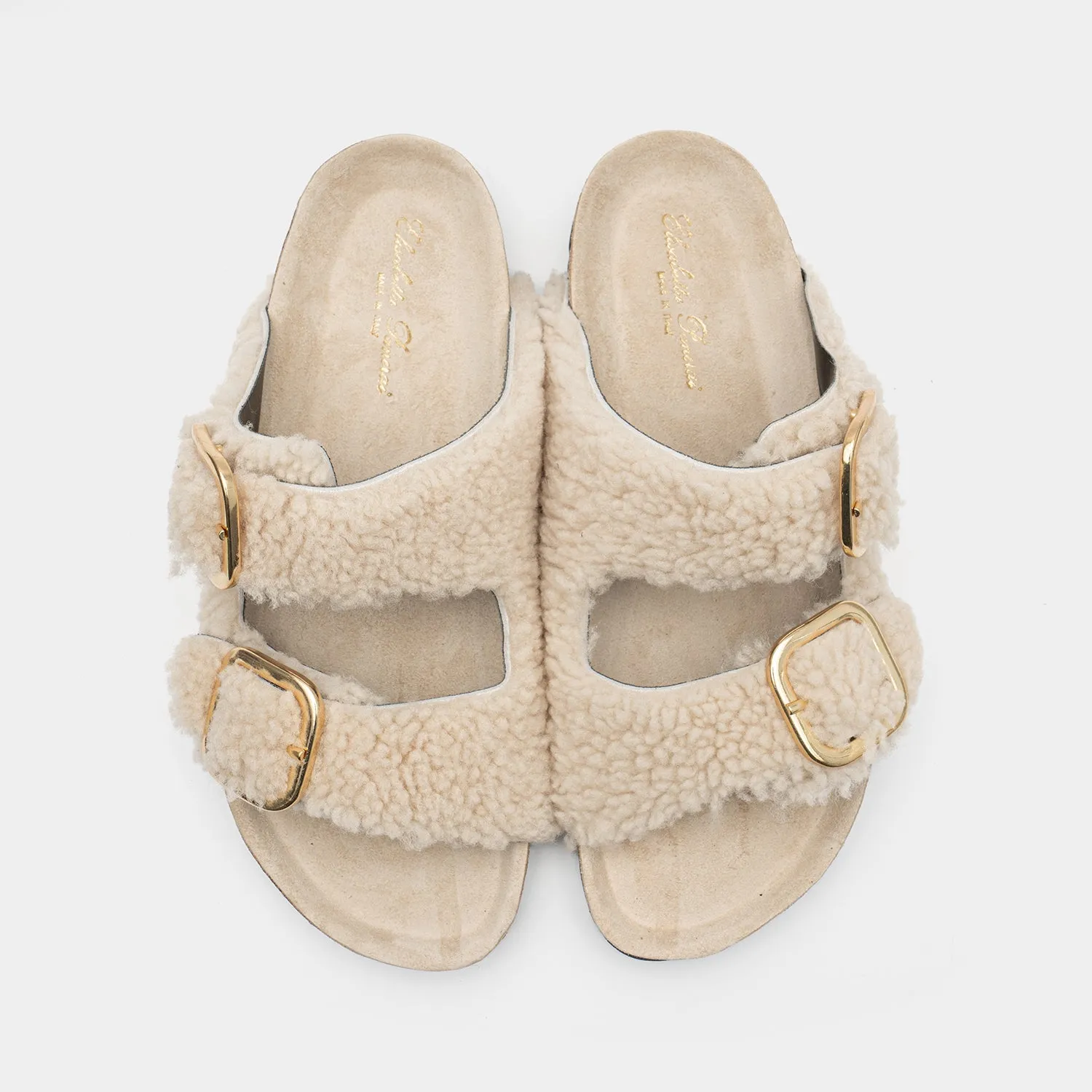 FIRENZE - Sand sheepskin slippers