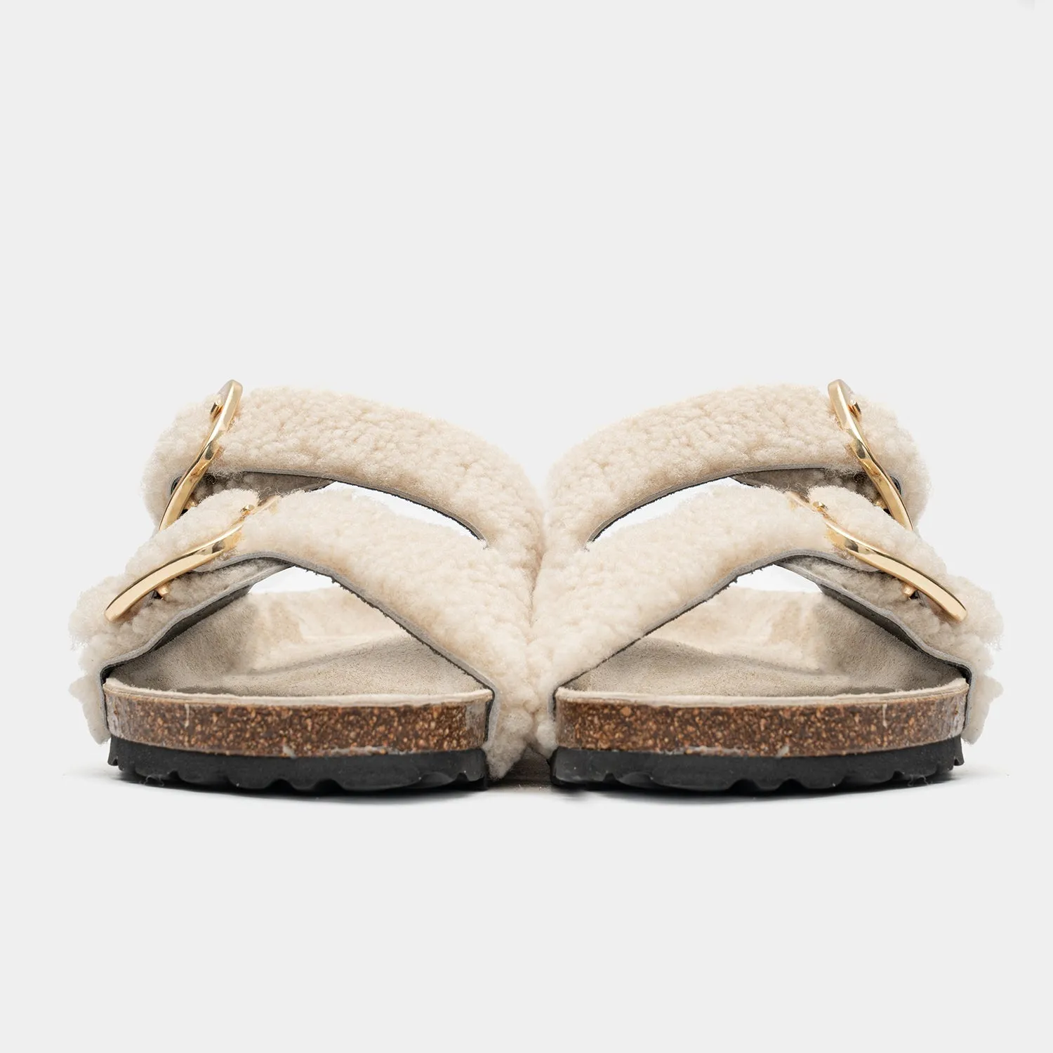 FIRENZE - Sand sheepskin slippers