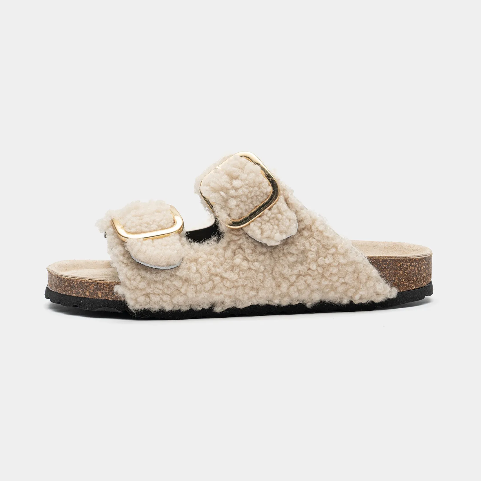 FIRENZE - Sand sheepskin slippers