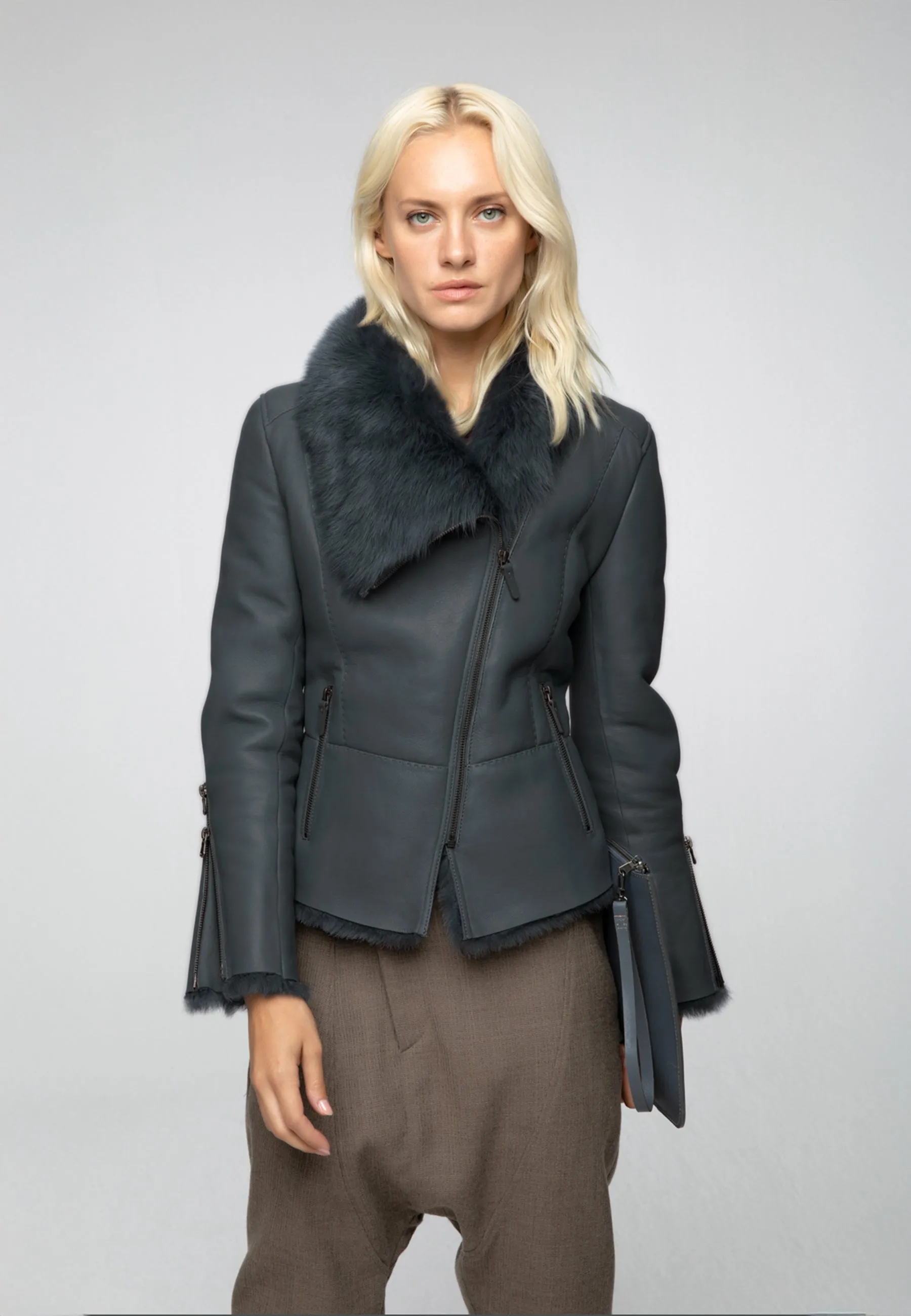 Gwen - Indigo Shearling Jacket