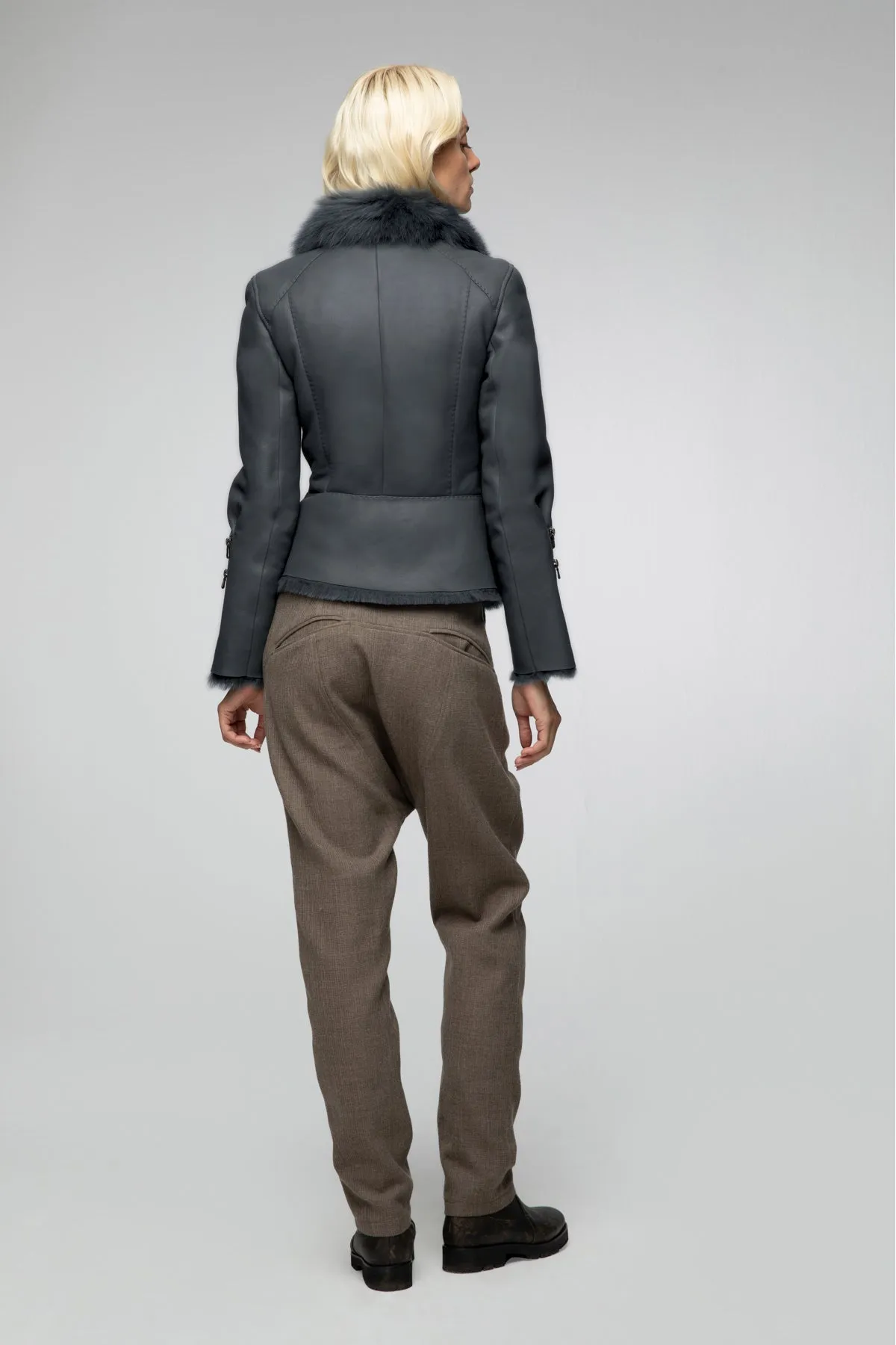 Gwen - Indigo Shearling Jacket