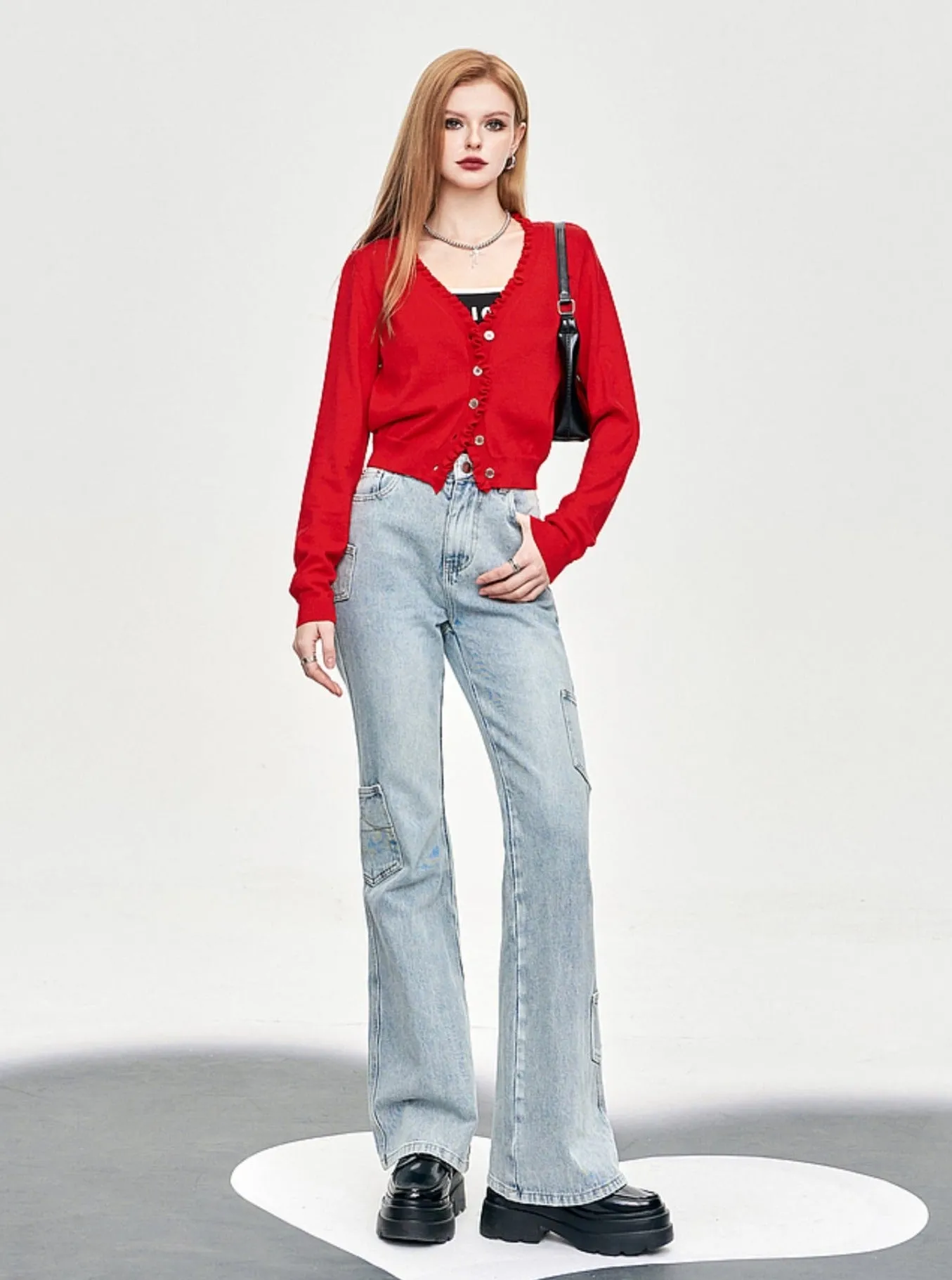 High Waist Bootcut Light Jeans Pants