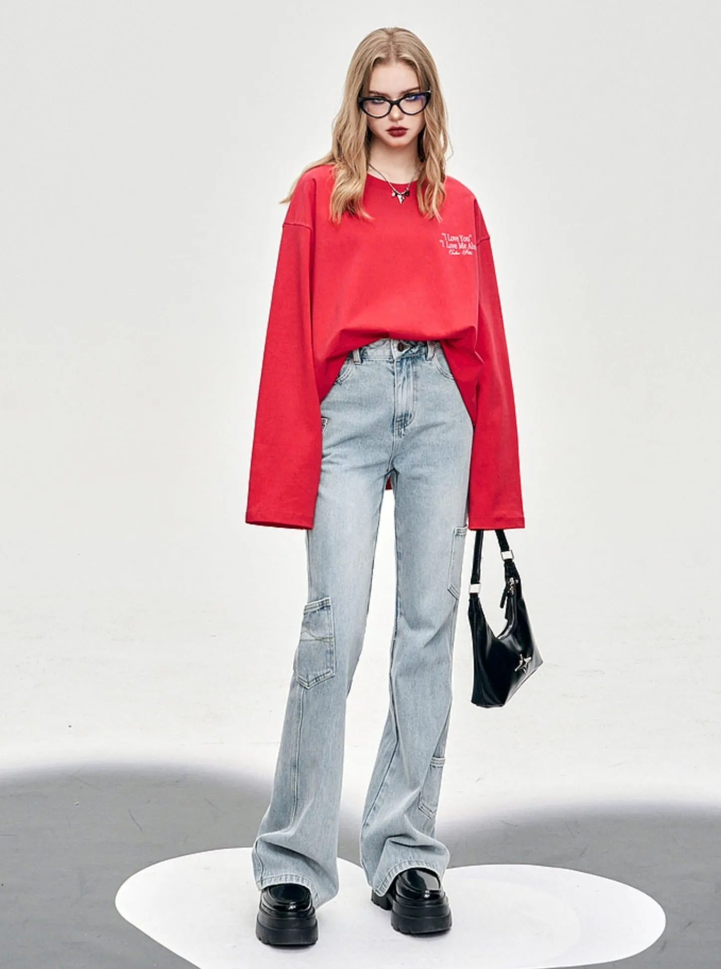 High Waist Bootcut Light Jeans Pants