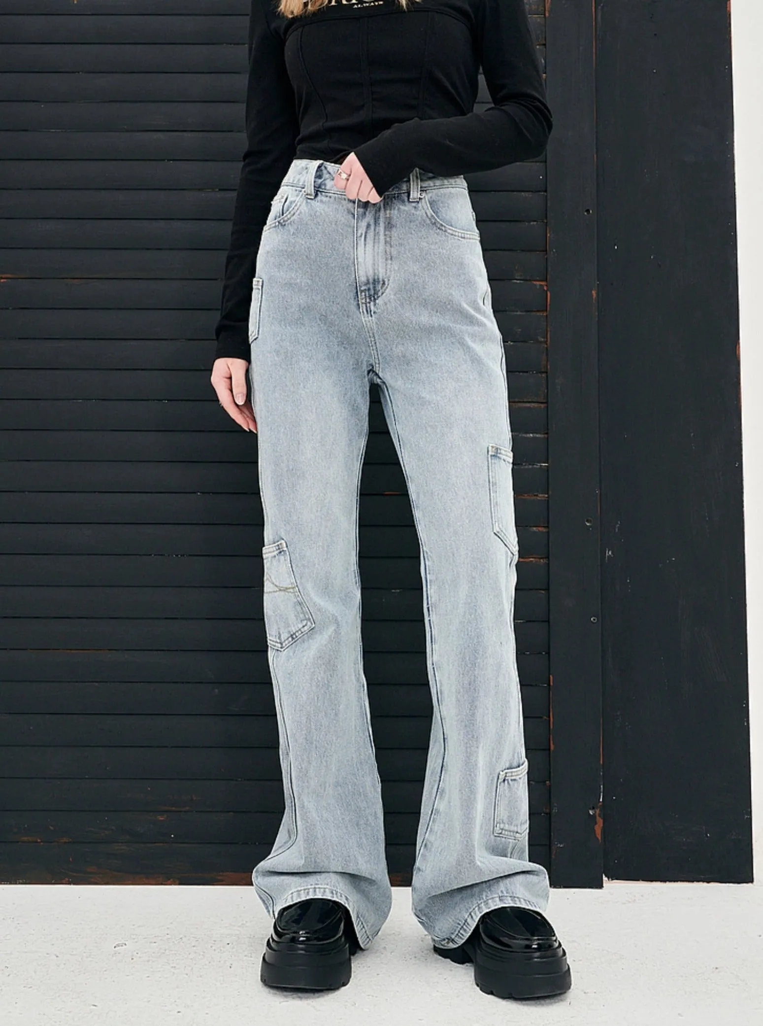 High Waist Bootcut Light Jeans Pants