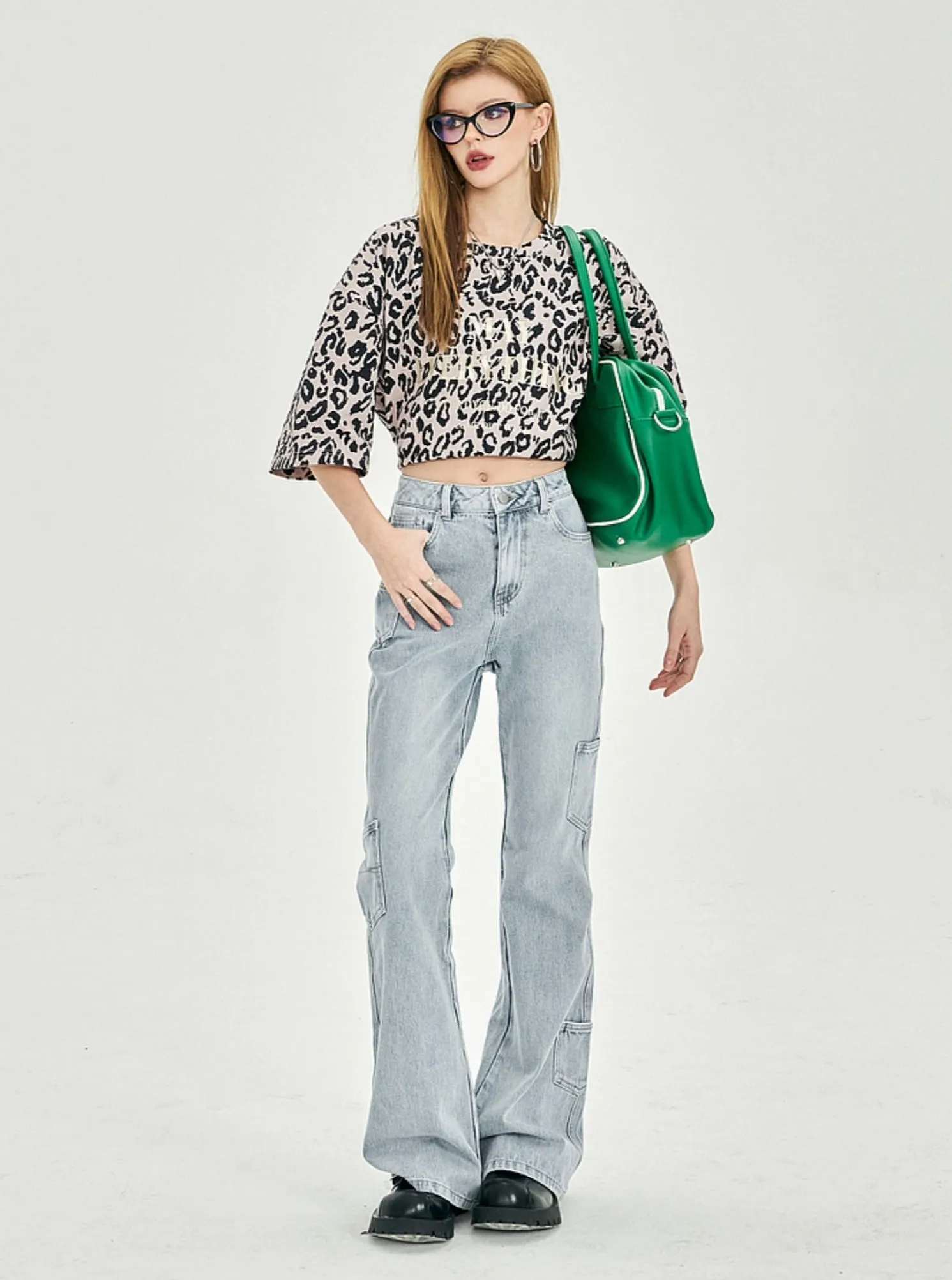 High Waist Bootcut Light Jeans Pants