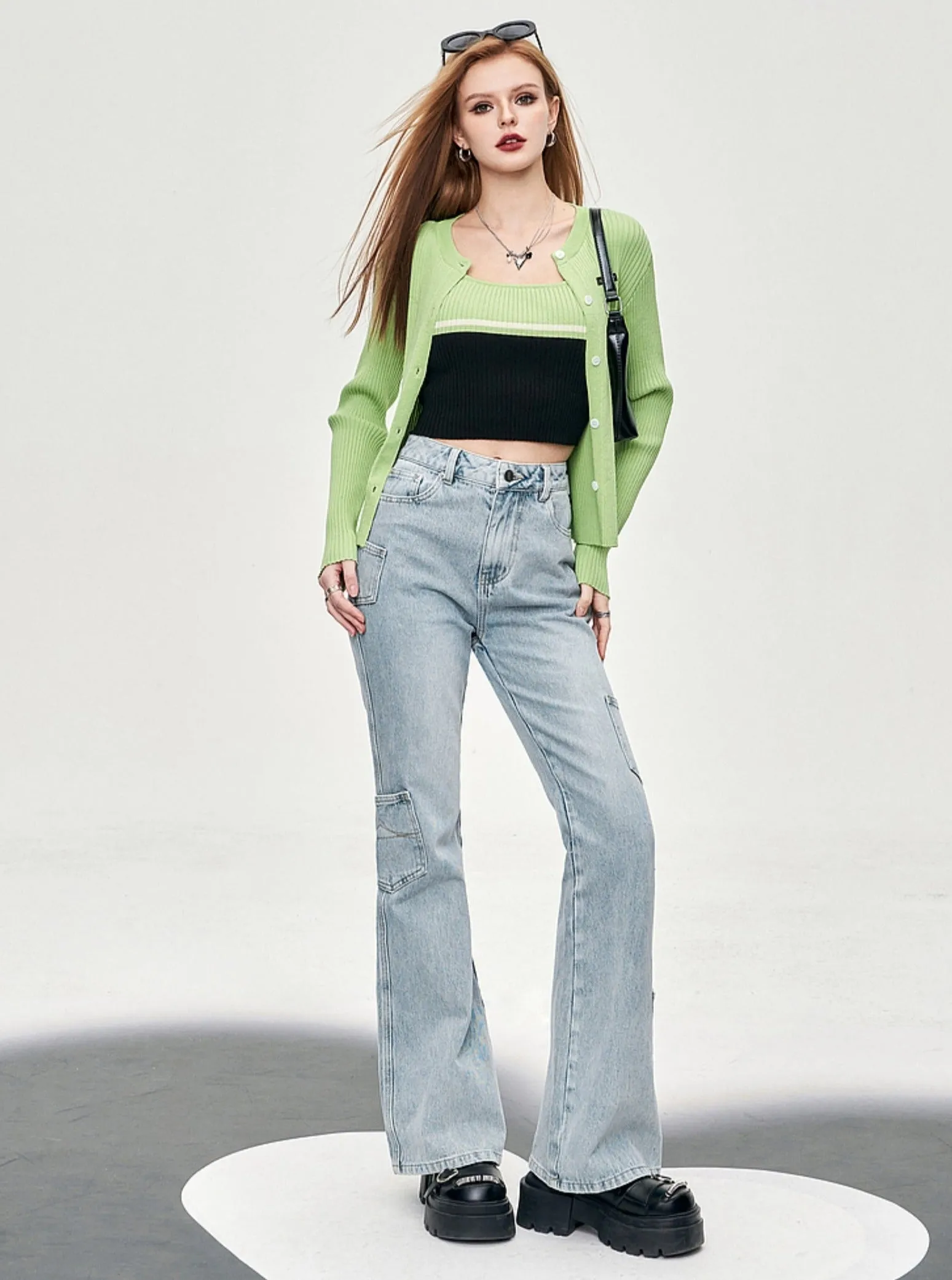 High Waist Bootcut Light Jeans Pants