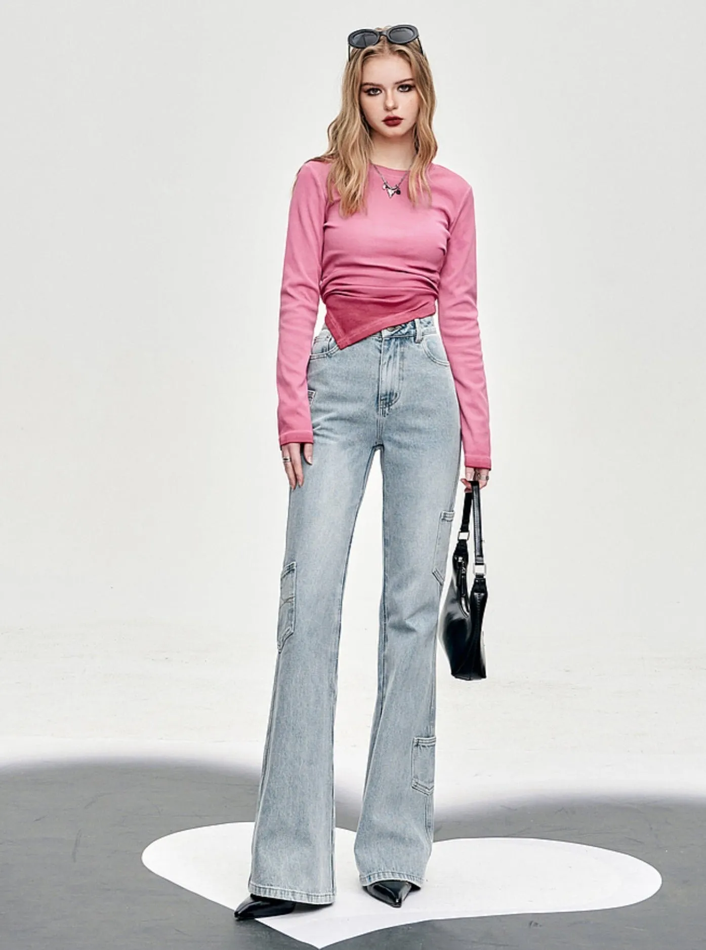 High Waist Bootcut Light Jeans Pants