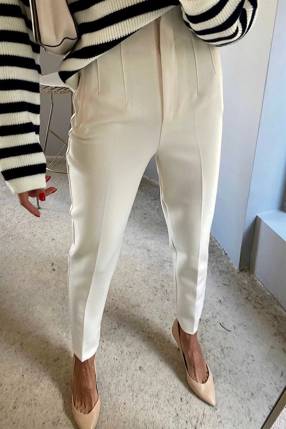 High waist pocket trousers  white