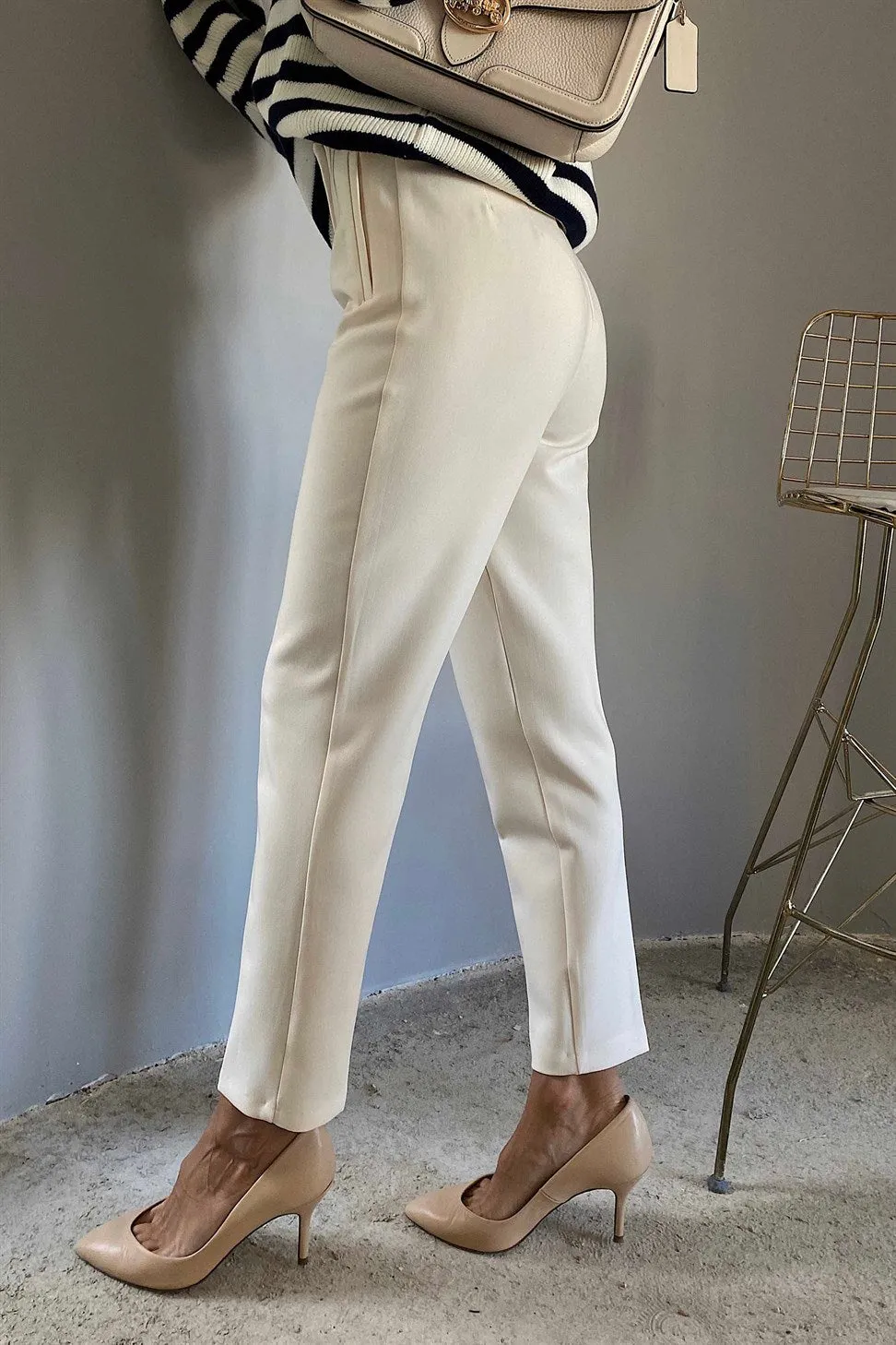 High waist pocket trousers  white