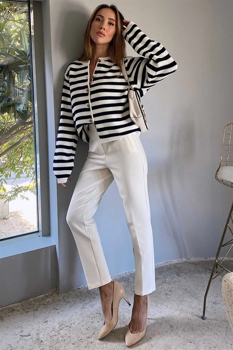 High waist pocket trousers  white
