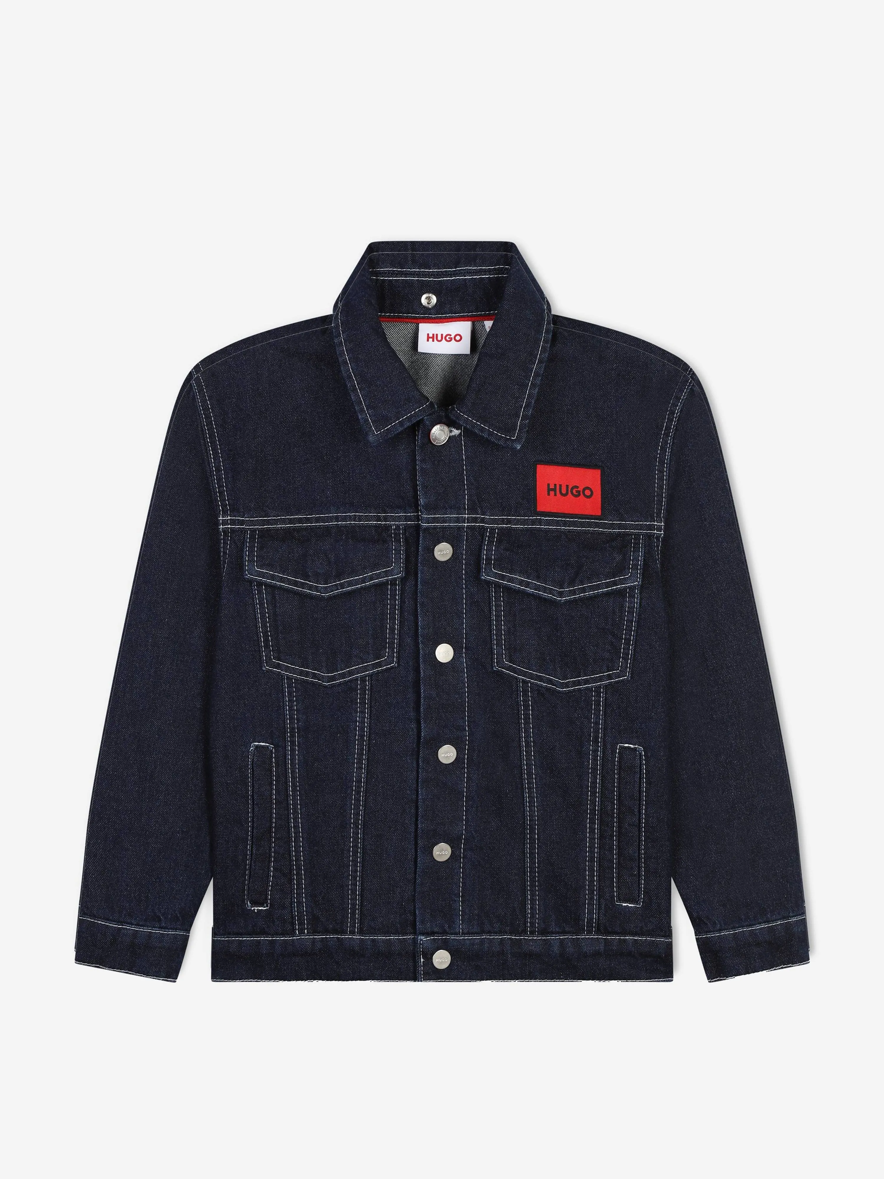 Hugo Boys Hooded Denim Jacket in Blue