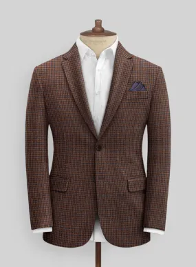 Italian Dark Brown Houndstooth Tweed Jacket