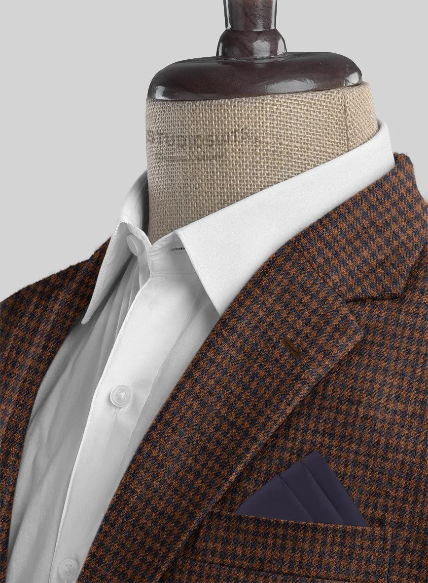 Italian Dark Brown Houndstooth Tweed Jacket