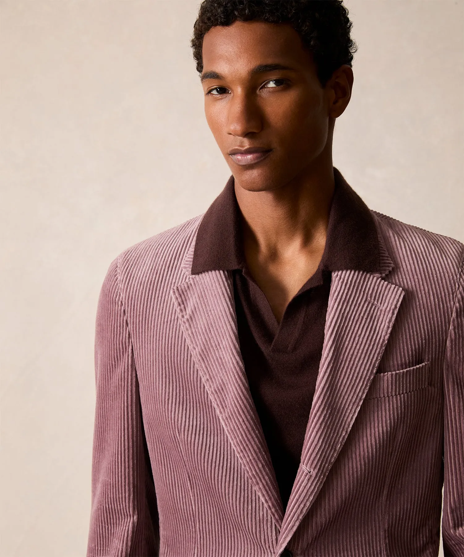 Italian Wide Wale Corduroy Madison Suit in Mauve