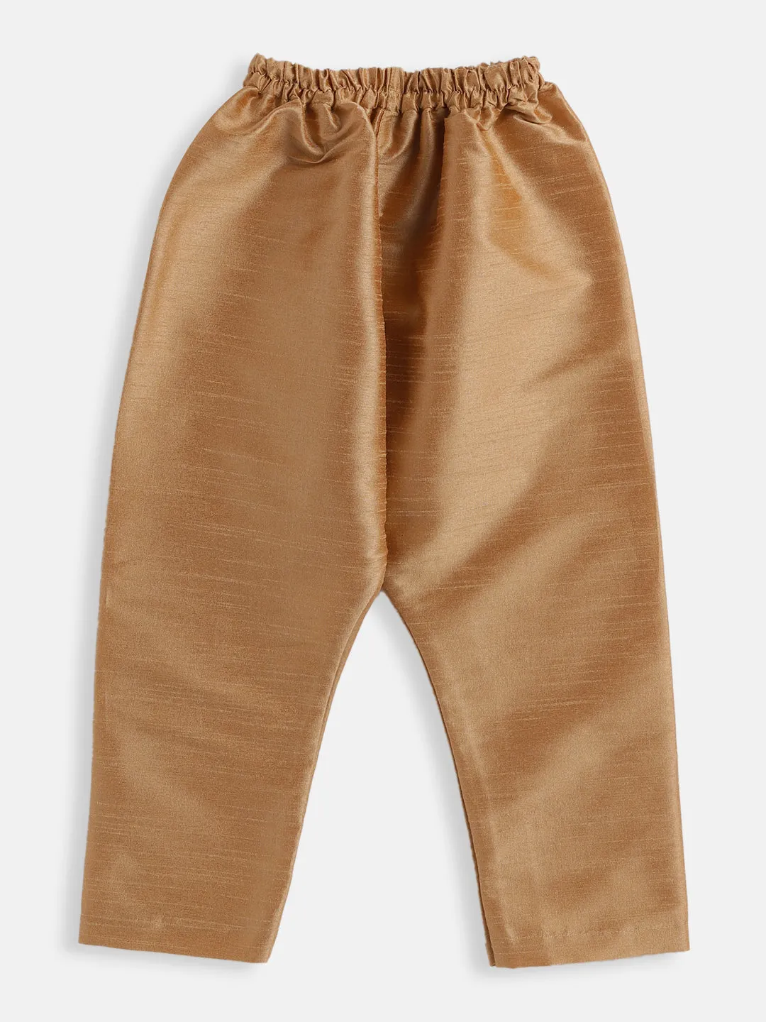 Jashvi SISHU Boys Rose Gold Silk Blend Jacket, Kurta and Pyjama Set