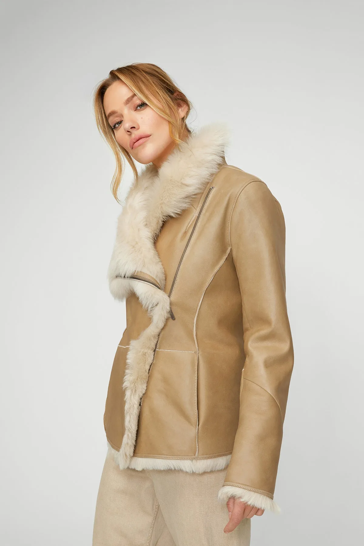 June - Sand Beige Shearling Jacket