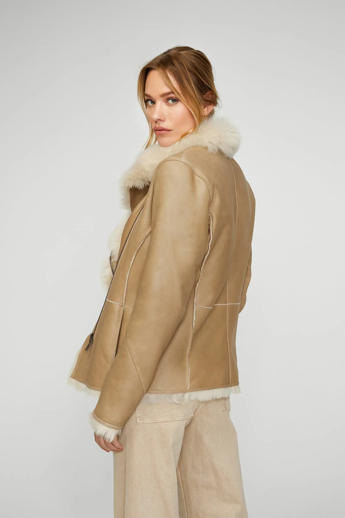 June - Sand Beige Shearling Jacket