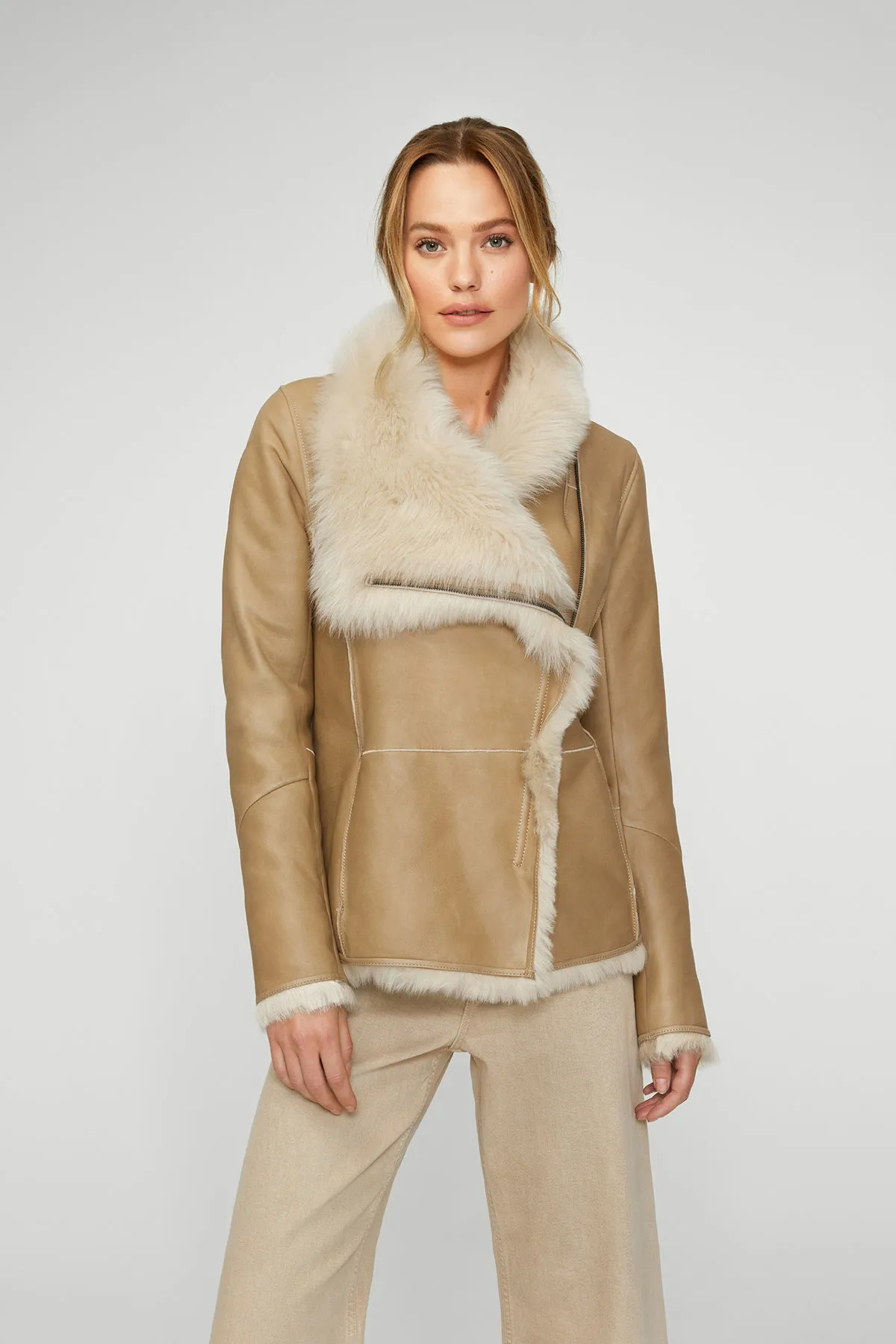 June - Sand Beige Shearling Jacket