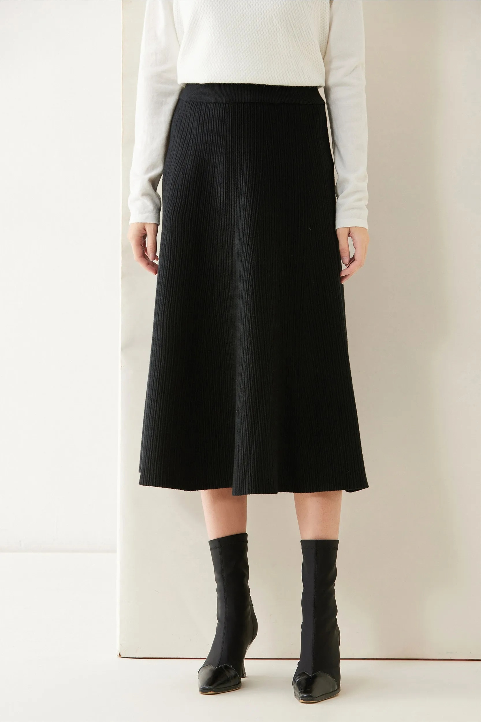 Juno A-line Stretch Knit Midi Skirt