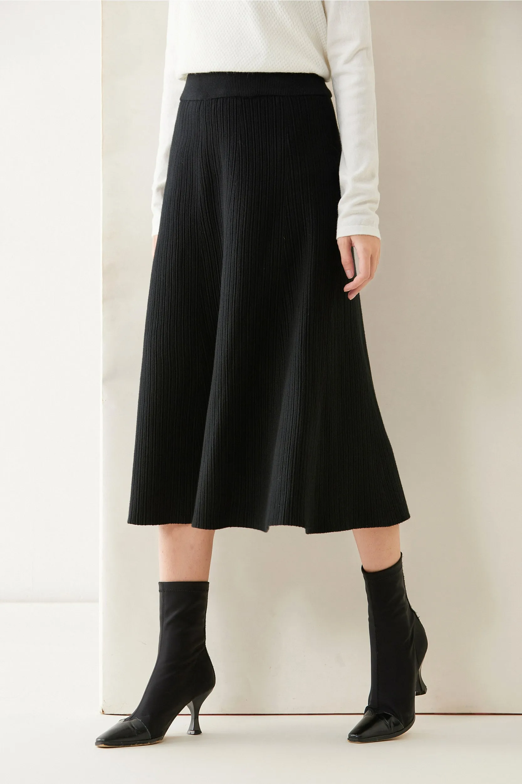 Juno A-line Stretch Knit Midi Skirt