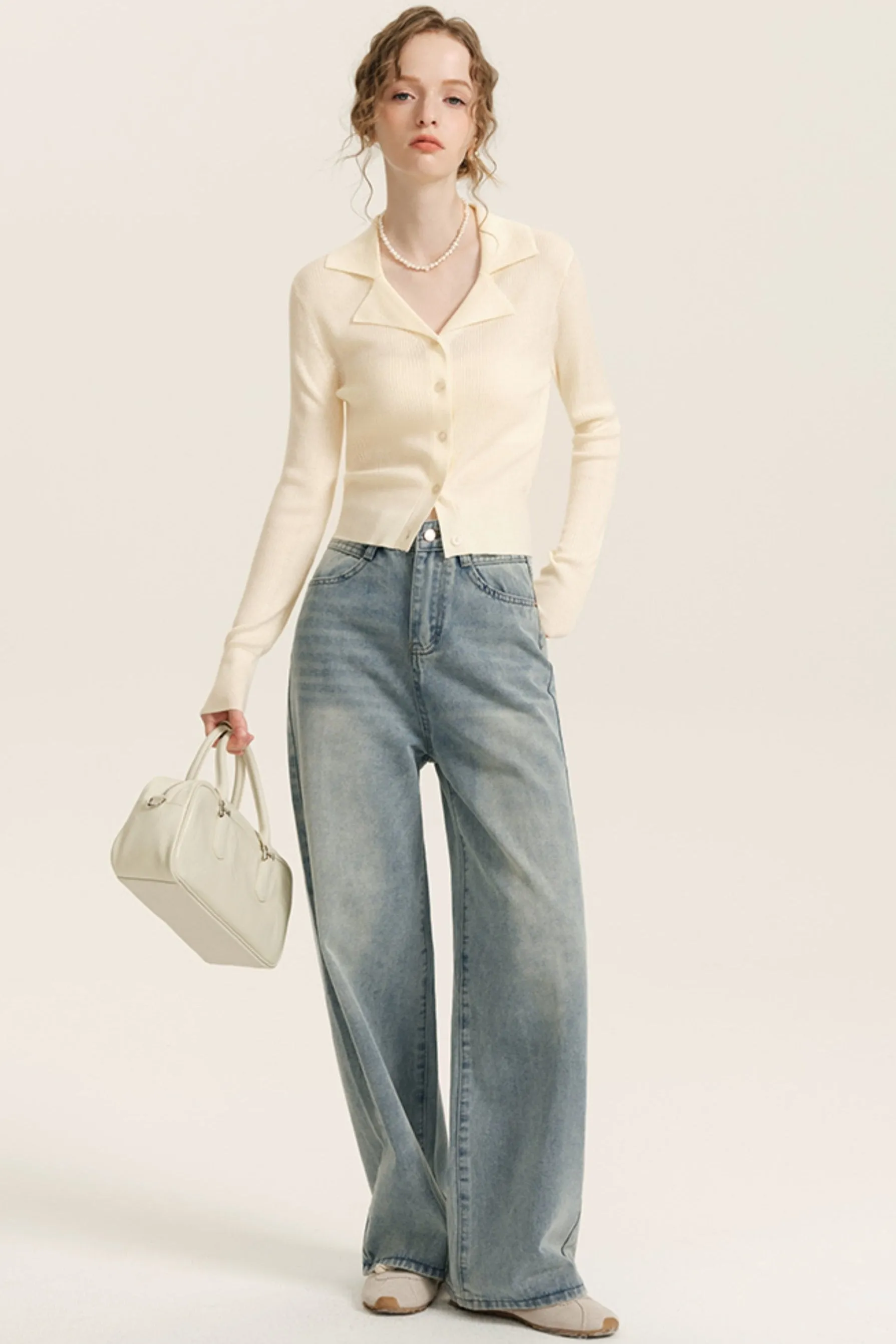 Light Wash High-Waist Wide-Leg Jeans