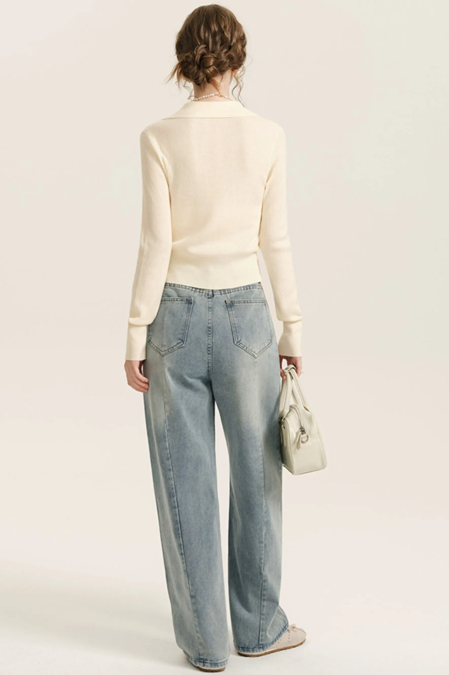 Light Wash High-Waist Wide-Leg Jeans
